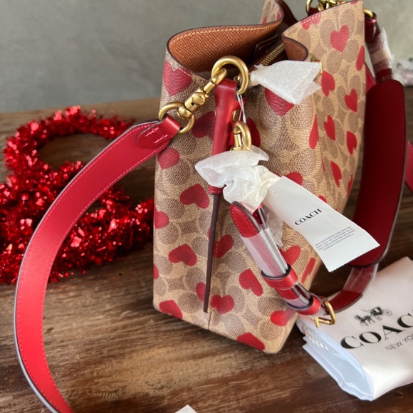 Coach Willow Bucket Bag In Signature Canvas With Heart Print BRAND NEW - Picture 7 of 14